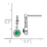 14k White Gold Diamond and Cabochon Emerald Earrings-WBC-EM4037-EM-016-WA