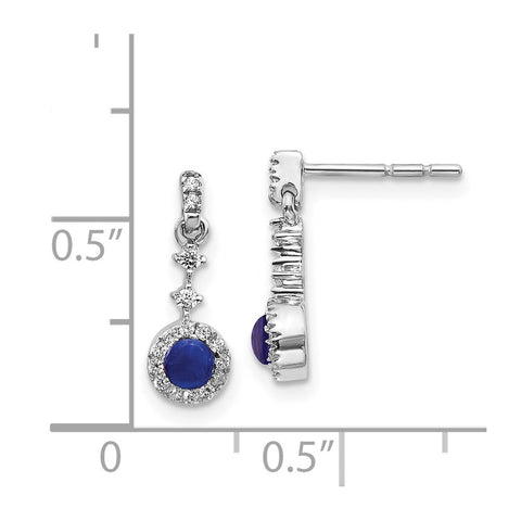 14k White Gold Diamond and Cabochon Sapphire Earrings-WBC-EM4037-SA-016-WA