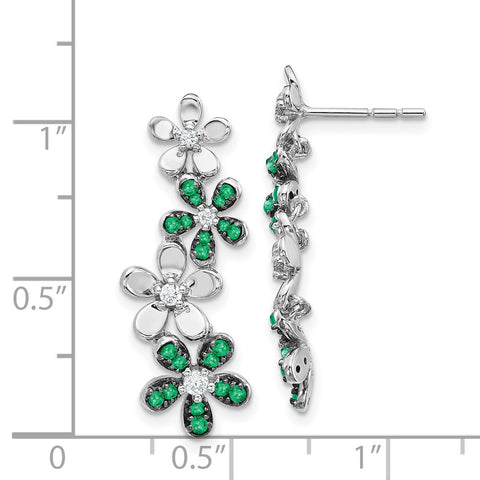 14k White Gold Diamond and Emerald Earrings-WBC-EM4045-EM-016-WA