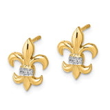 14k White Gold Diamond Fleur de Lis Post Earrings-WBC-EM4072-002-WA