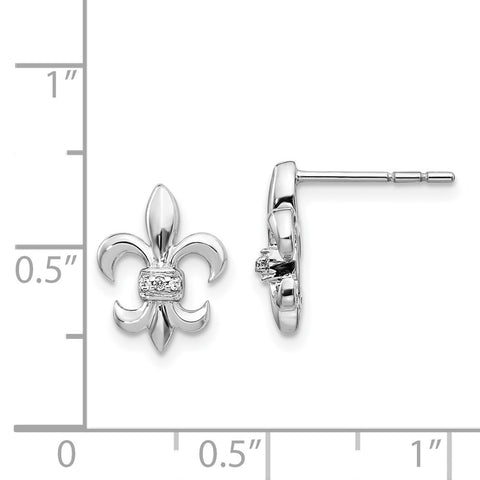 14k White Gold Diamond Fleur de Lis Post Earrings-WBC-EM4072-002-WA