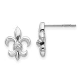 14k White Gold Diamond Fleur de Lis Post Earrings-WBC-EM4072-002-WA