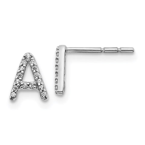 14k White Gold Diamond Initial A Earrings-WBC-EM4169A-009-WA