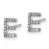 14k White Gold Diamond Initial E Earrings-WBC-EM4169E-009-WA