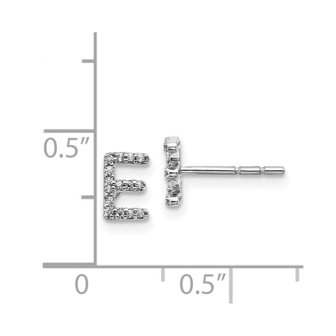 14k White Gold Diamond Initial E Earrings-WBC-EM4169E-009-WA