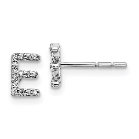 14k White Gold Diamond Initial E Earrings-WBC-EM4169E-009-WA