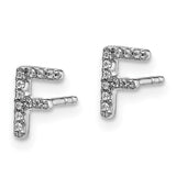 14k White Gold Diamond Initial F Earrings-WBC-EM4169F-007-WA