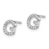 14k White Gold Diamond Initial G Earrings-WBC-EM4169G-010-WA