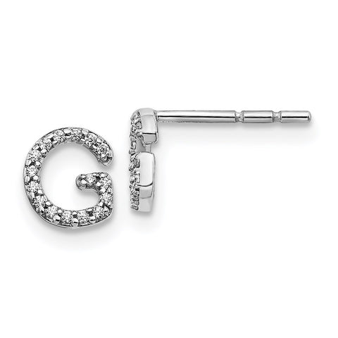 14k White Gold Diamond Initial G Earrings-WBC-EM4169G-010-WA