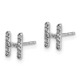 14k White Gold Diamond Initial H Earrings-WBC-EM4169H-009-WA