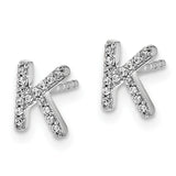 14k White Gold Diamond Initial K Earrings-WBC-EM4169K-009-WA