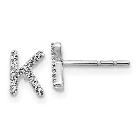 14k White Gold Diamond Initial K Earrings-WBC-EM4169K-009-WA