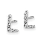 14k White Gold Diamond Initial L Earrings-WBC-EM4169L-005-WA