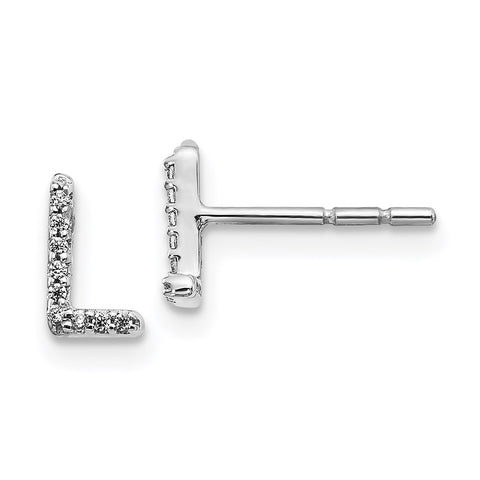 14k White Gold Diamond Initial L Earrings-WBC-EM4169L-005-WA