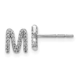 14k White Gold Diamond Initial M Earrings-WBC-EM4169M-015-WA