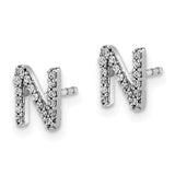 14k White Gold Diamond Initial N Earrings-WBC-EM4169N-010-WA