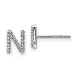 14k White Gold Diamond Initial N Earrings-WBC-EM4169N-010-WA