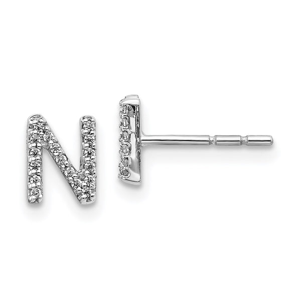 14k White Gold Diamond Initial N Earrings-WBC-EM4169N-010-WA