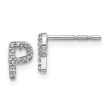 14k White Gold Diamond Initial P Earrings-WBC-EM4169P-008-WA