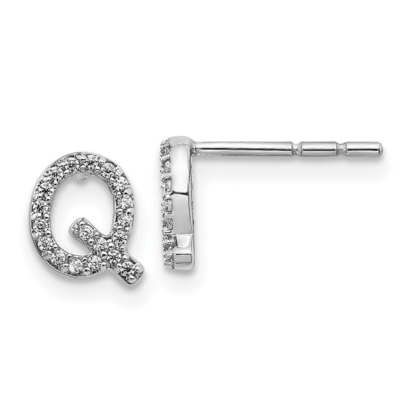 14k White Gold Diamond Initial Q Earrings-WBC-EM4169Q-011-WA