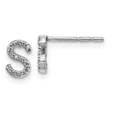 14k White Gold Diamond Initial S Earrings-WBC-EM4169S-008-WA