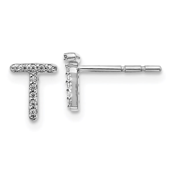 14k White Gold Diamond Initial T Earrings-WBC-EM4169T-006-WA