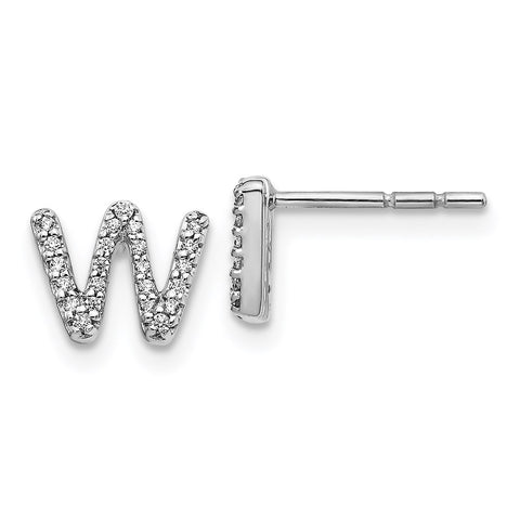 14k White Gold Diamond Initial W Earrings-WBC-EM4169W-015-WA