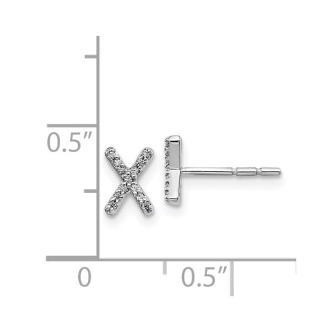 14k White Gold Diamond Initial X Earrings-WBC-EM4169X-008-WA