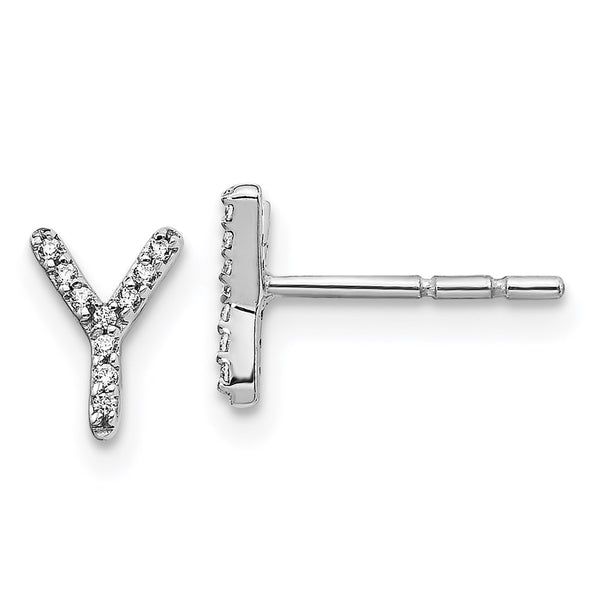 14k White Gold Diamond Initial Y Earrings-WBC-EM4169Y-006-WA