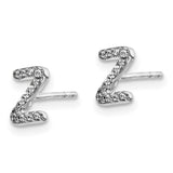 14k White Gold Diamond Initial Z Earrings-WBC-EM4169Z-008-WA