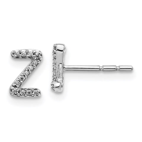 14k White Gold Diamond Initial Z Earrings-WBC-EM4169Z-008-WA