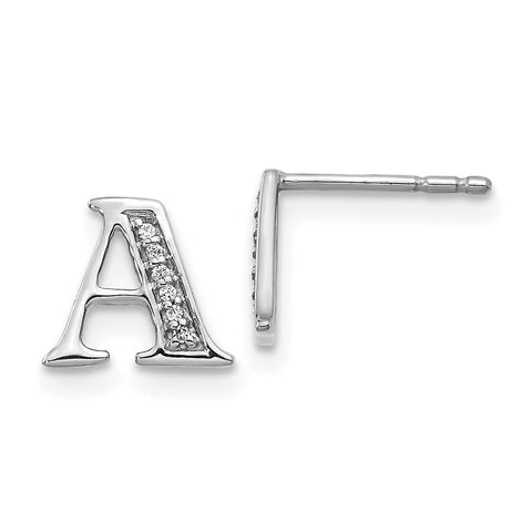 14k White Gold Diamond Initial A Earrings-WBC-EM4170A-004-WA