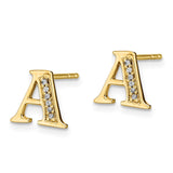 14k Diamond Initial A Earrings-WBC-EM4170A-004-YA