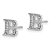 14k White Gold Diamond Initial B Earrings-WBC-EM4170B-006-WA