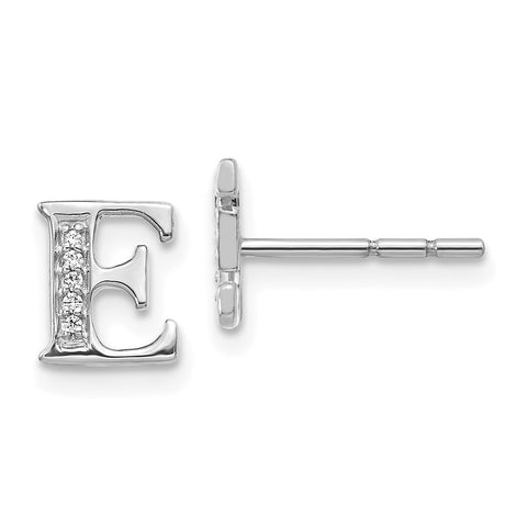 14k White Gold Diamond Initial E Earrings-WBC-EM4170E-003-WA
