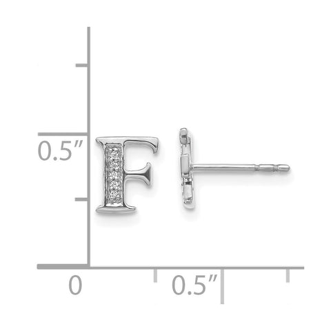 14k White Gold Diamond Initial F Earrings-WBC-EM4170F-003-WA