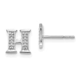 14k White Gold Diamond Initial H Earrings-WBC-EM4170H-006-WA