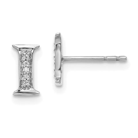 14k White Gold Diamond Initial I Earrings-WBC-EM4170I-003-WA