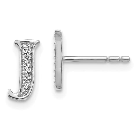 14k White Gold Diamond Initial J Earrings-WBC-EM4170J-004-WA