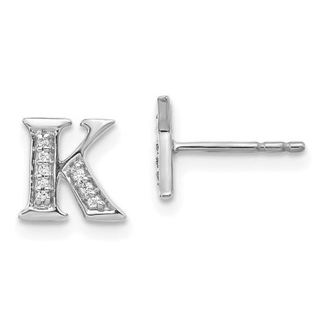 14k White Gold Diamond Initial K Earrings-WBC-EM4170K-005-WA