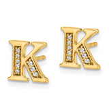 14k Diamond Initial K Earrings-WBC-EM4170K-005-YA