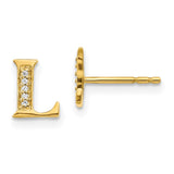 14k Diamond Initial L Earrings-WBC-EM4170L-003-YA