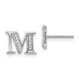 14k White Gold Diamond Initial M Earrings-WBC-EM4170M-007-WA