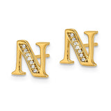 14k White Gold Diamond Initial N Earrings-WBC-EM4170N-004-WA