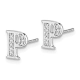 14k White Gold Diamond Initial P Earrings-WBC-EM4170P-006-WA