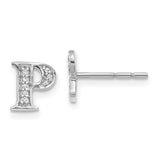 14k White Gold Diamond Initial P Earrings-WBC-EM4170P-006-WA