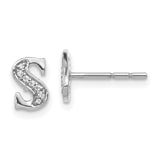 14k White Gold Diamond Initial S Earrings-WBC-EM4170S-005-WA