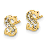 14k Diamond Initial S Earrings-WBC-EM4170S-005-YA