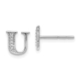 14k White Gold Diamond Initial U Earrings-WBC-EM4170U-004-WA