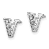 14k White Gold Diamond Initial V Earrings-WBC-EM4170V-005-WA